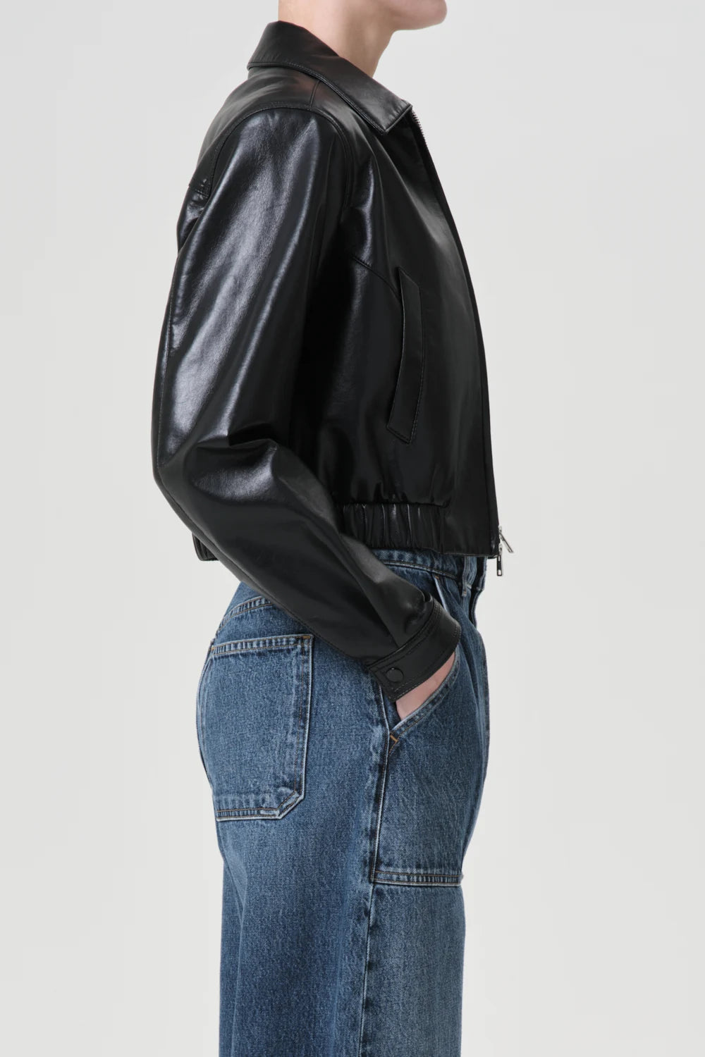 Shoreditch Ski Club x AGOLDE Essie Recycled Leather Cropped Jacket Jackets & Coats Agolde