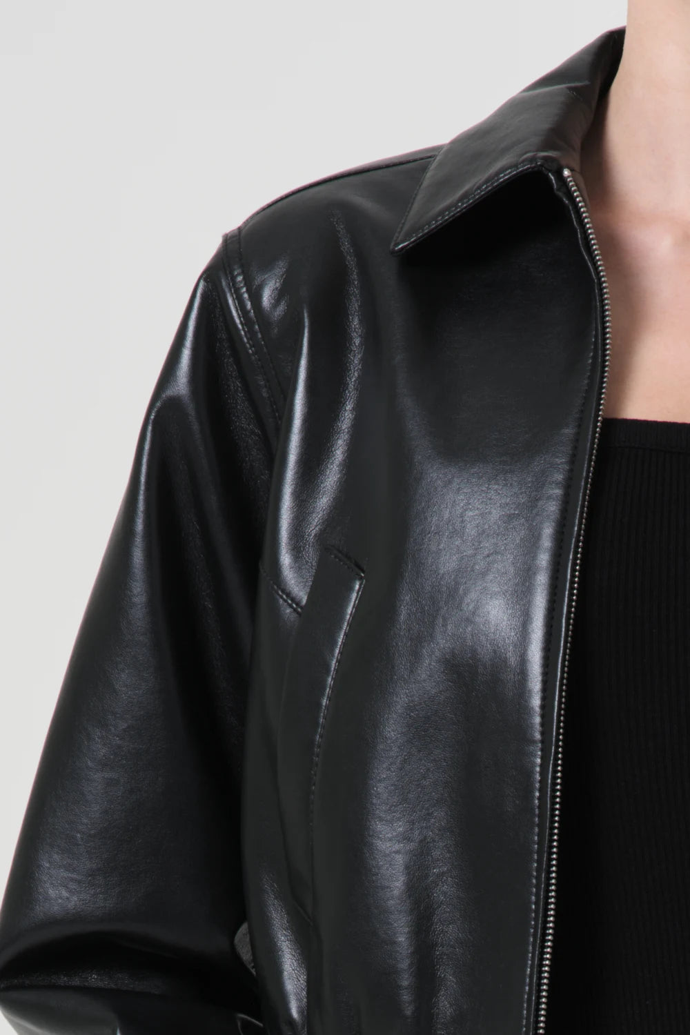 Shoreditch Ski Club x AGOLDE Essie Recycled Leather Cropped Jacket Jackets & Coats Agolde