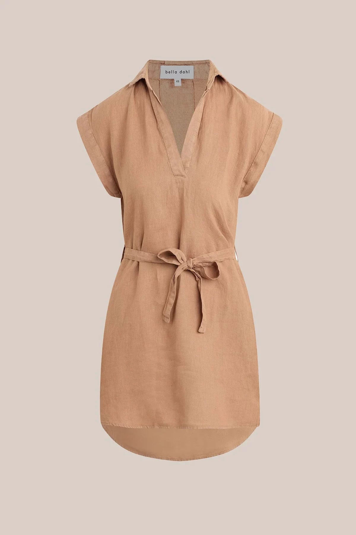Belted Linen Shirt Dress S