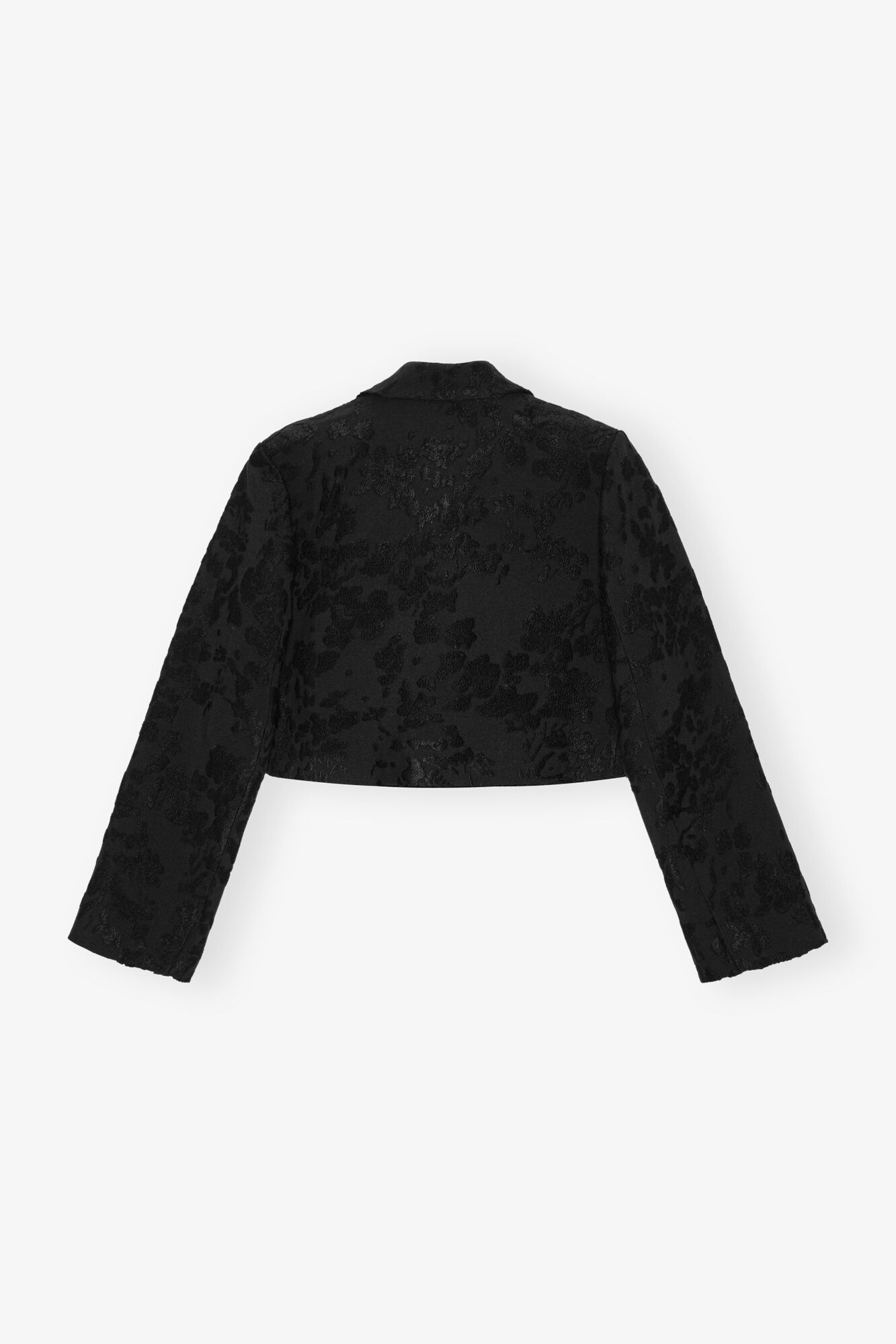 Black Boucle Jacquard Suiting Cropped Blazer Jackets & Coats Ganni