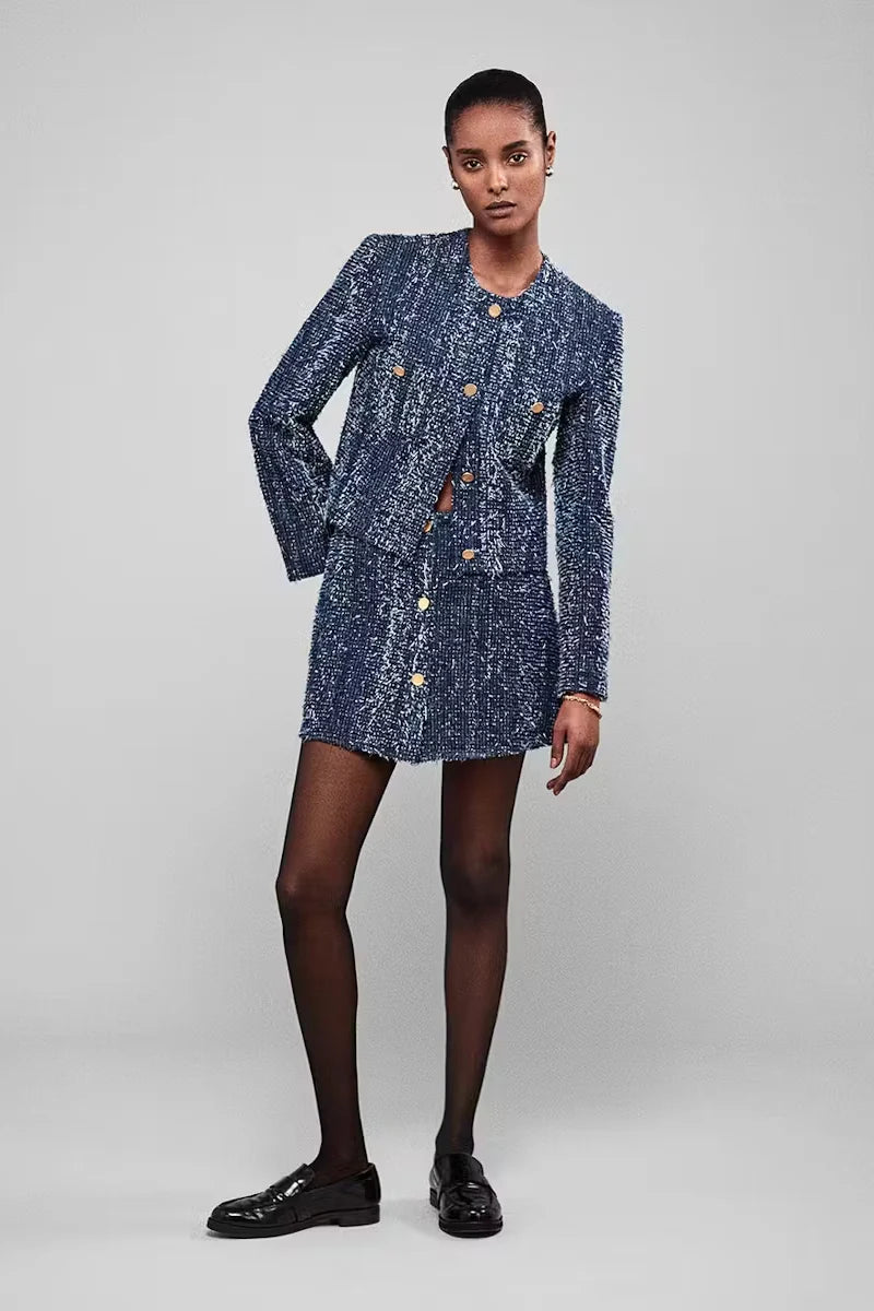Denim Boucle Skirt Skirts FRAME