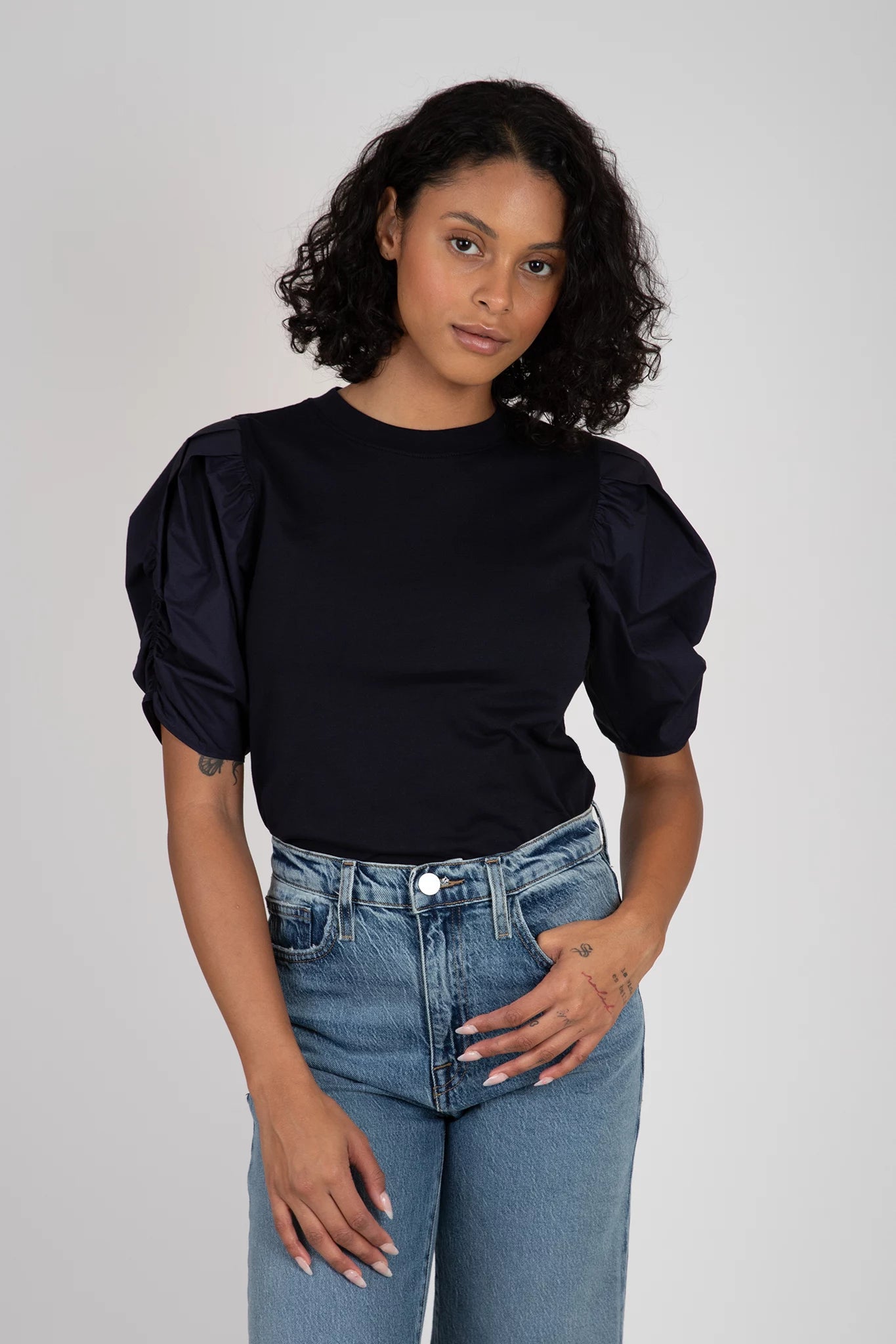 Pleated Puff Sleeve Tee T-Shirts FRAME   