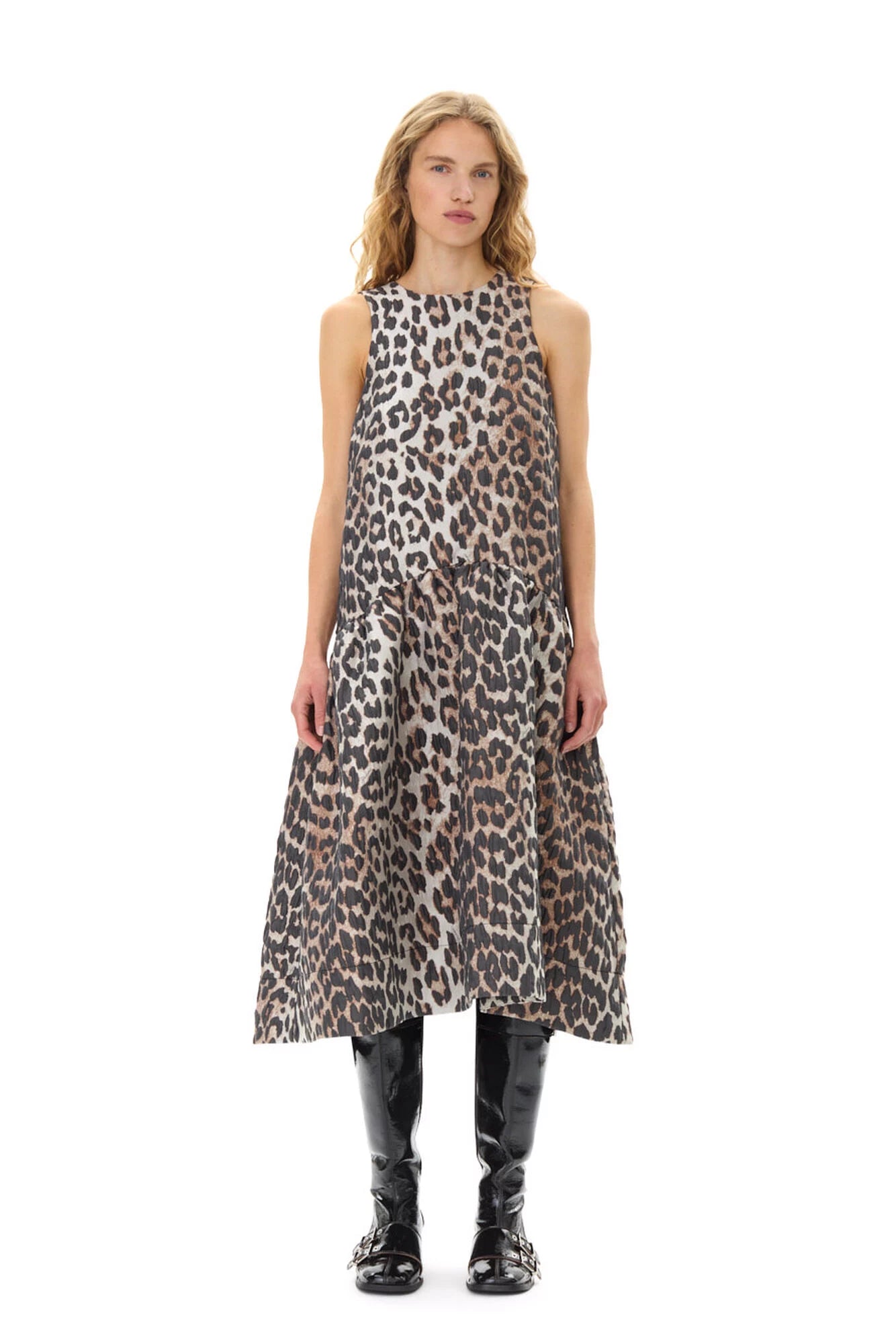 3D Jacquard Midi Dress