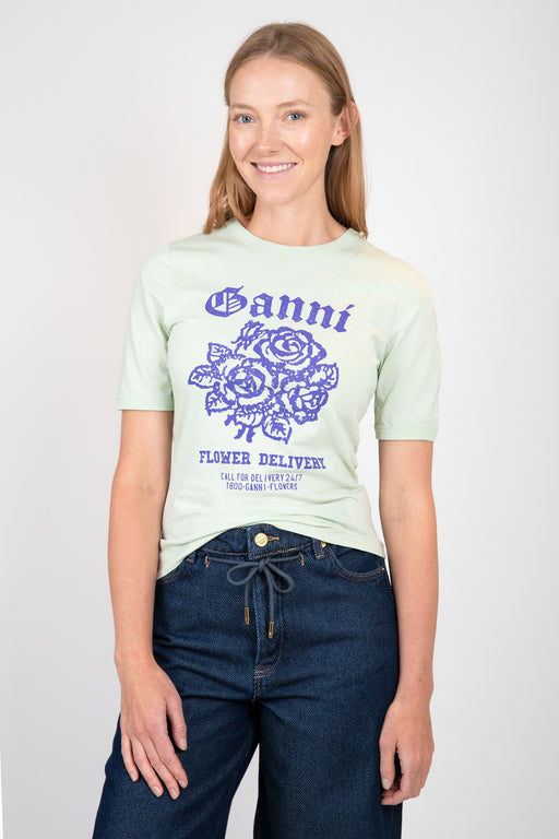 Ganni-Flower-T-Shirt-Sea-Foam