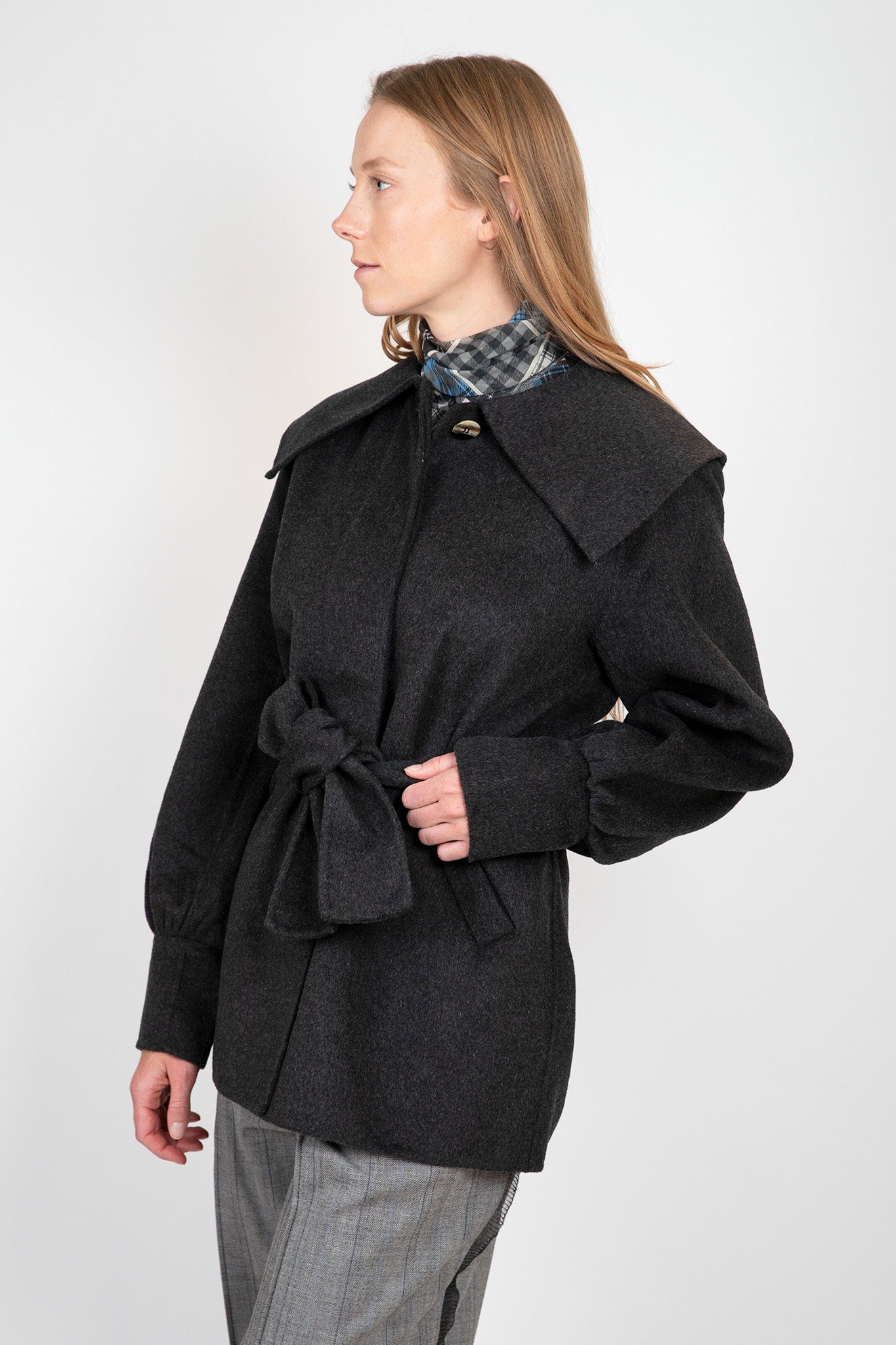 Grey Wool Collar Jacket Jackets &amp; Coats Ganni   