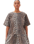 Leopard Open-Back Mini Denim Dress Skirts & Dresses Ganni   