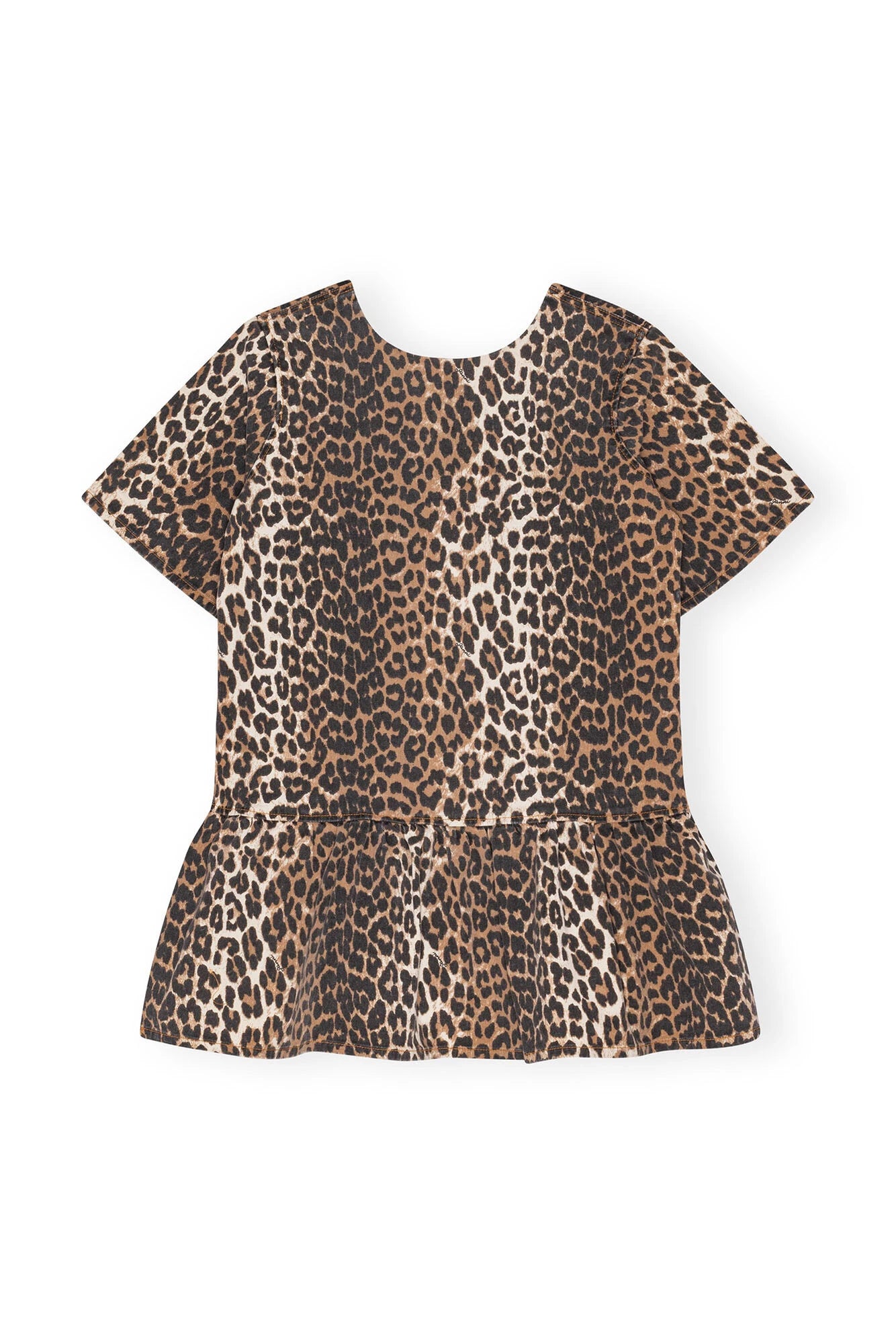 Leopard Open-Back Mini Denim Dress Dresses Ganni