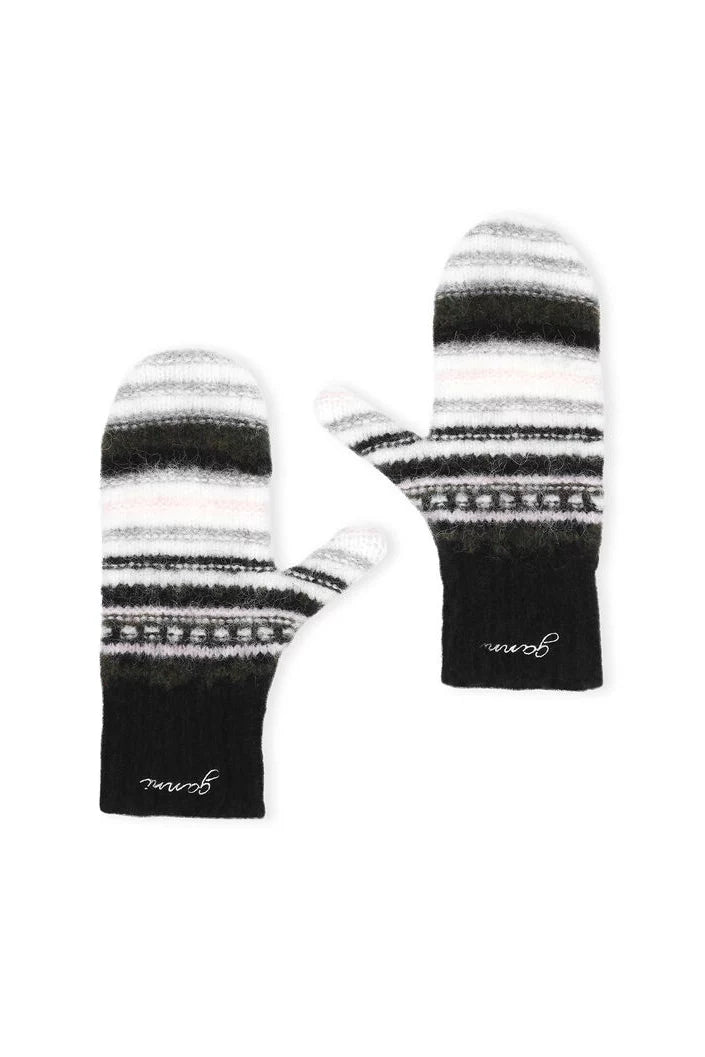 Striped Soft Wool Mittens Accessories Ganni