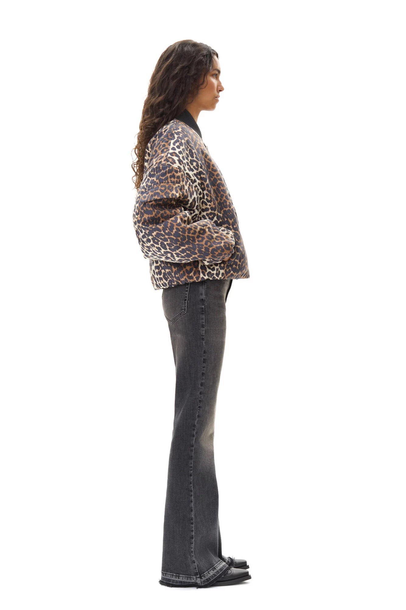Printed Canvas Oversized Short Bomber Jacket Jackets & Coats Ganni
