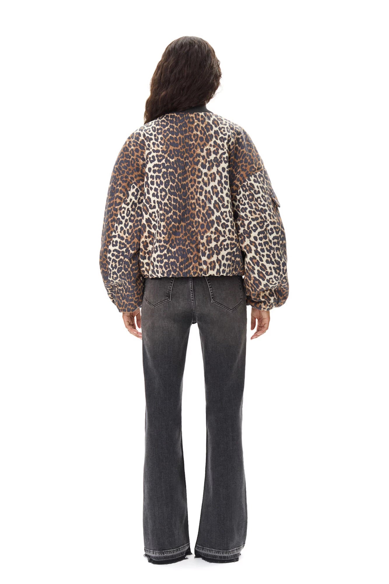Printed Canvas Oversized Short Bomber Jacket Jackets & Coats Ganni