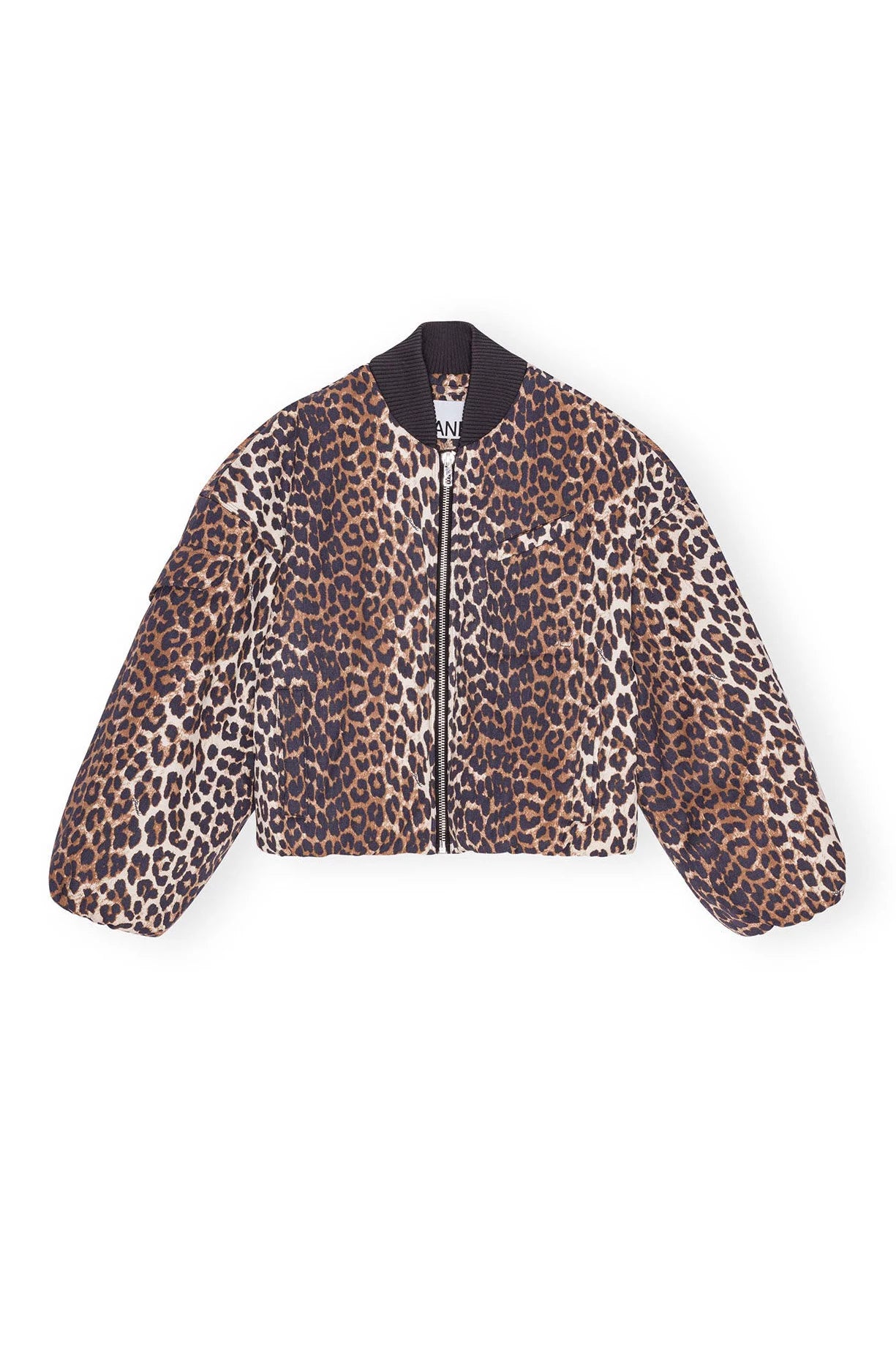 Printed Canvas Oversized Short Bomber Jacket Jackets & Coats Ganni