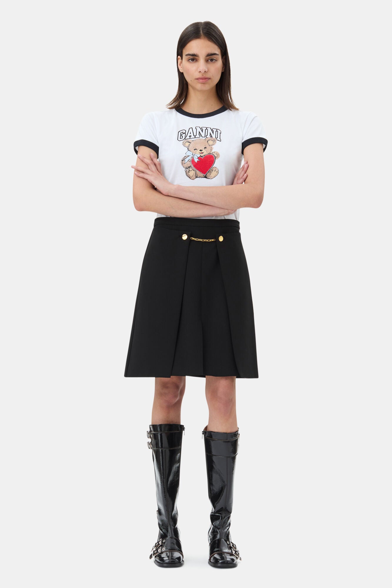 White Basic Jersey Bear T-shirt T-Shirts Ganni