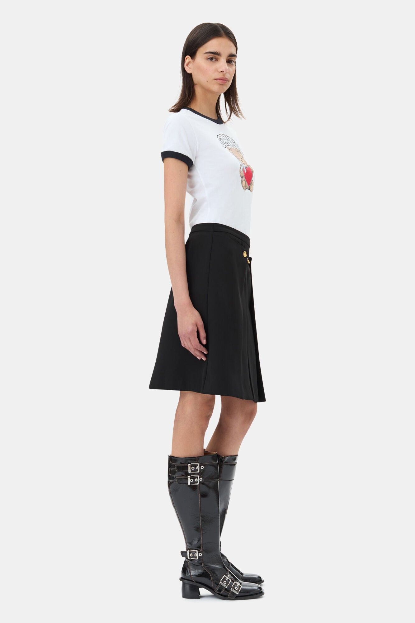 White Basic Jersey Bear T-shirt T-Shirts Ganni