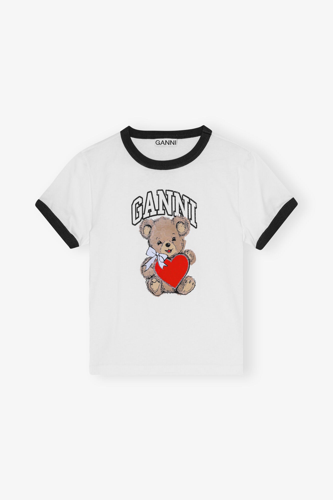 White Basic Jersey Bear T-shirt T-Shirts Ganni