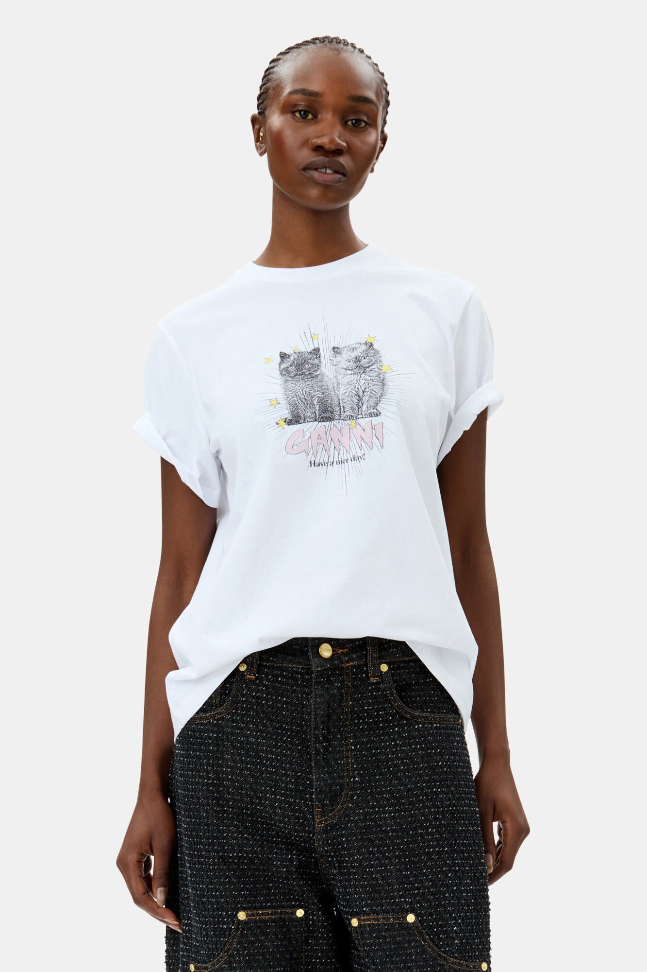 ★ Ganni ★ Basic Jersey Kittens Relaxed T-Shirt White White Basic Jersey Kittens Relaxed T-shirt – Hill's Dry Goods