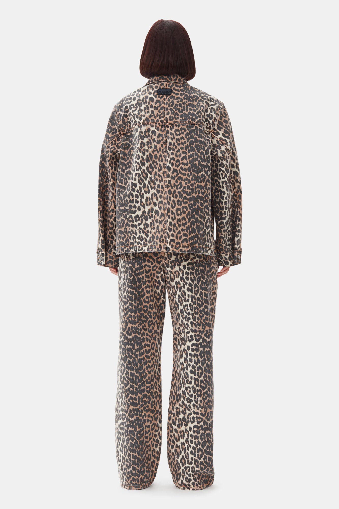 Leopard Printed Denim Jacket Jackets & Coats Ganni