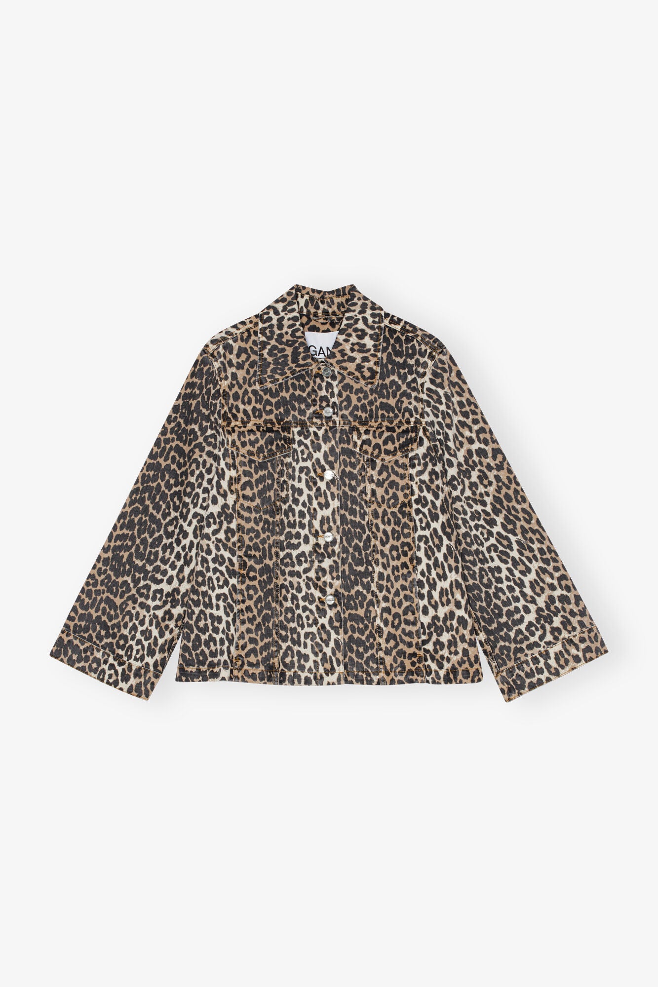 Leopard Printed Denim Jacket Jackets & Coats Ganni