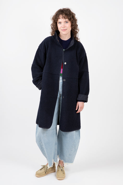 Velvet-Cara-Lux-Sherpa-Long-Jacket-Navy