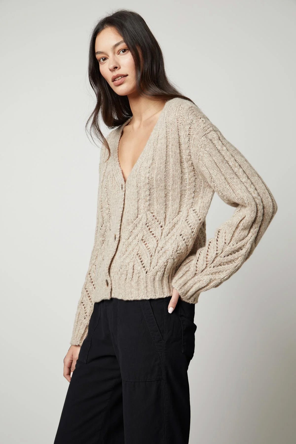 Hazel Alpaca Cable Knit Cardigan Sweaters &amp; Knits Velvet   