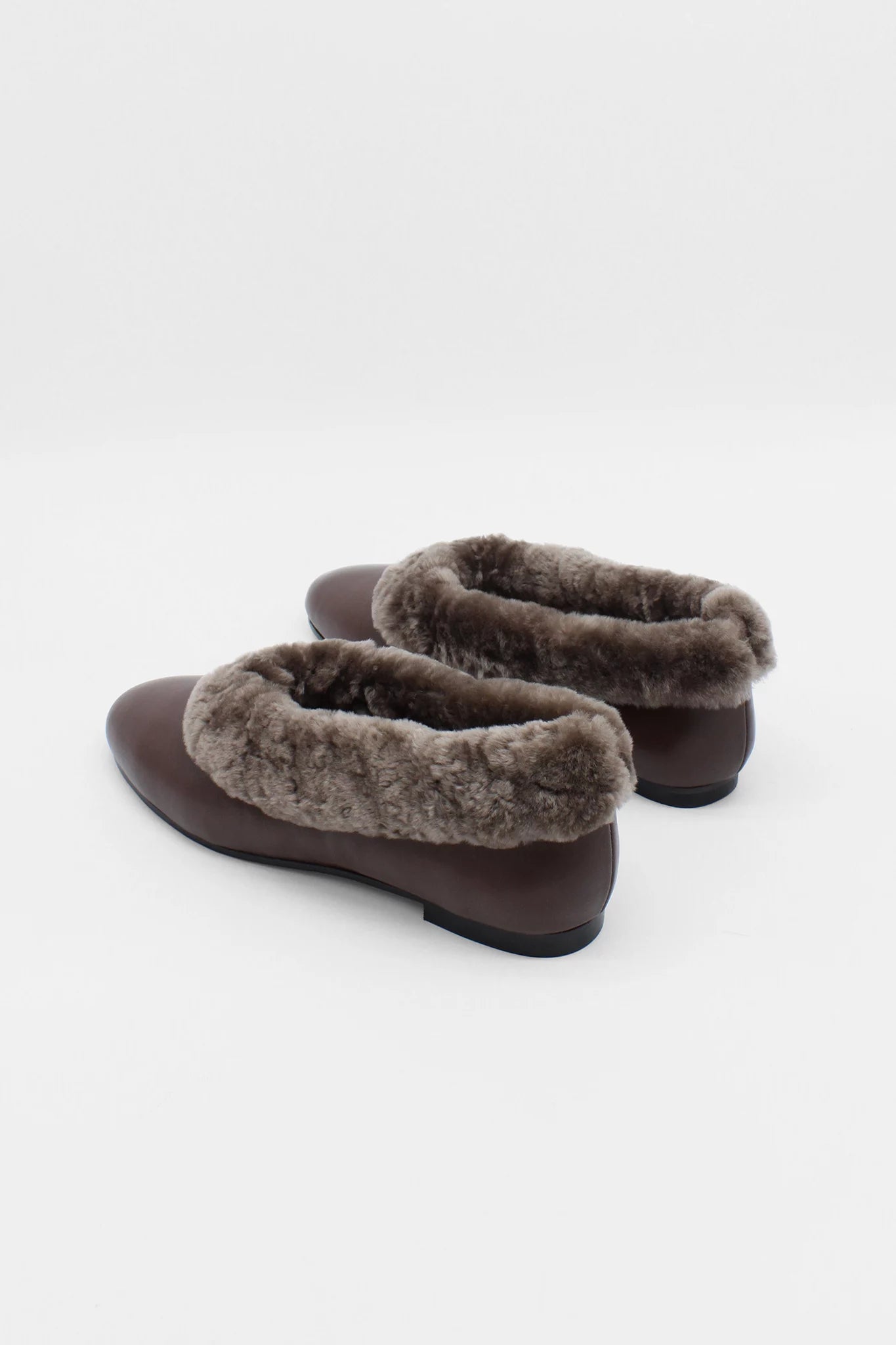 Elias Fur-Trimmed Leather Flats Footwear About Arianne