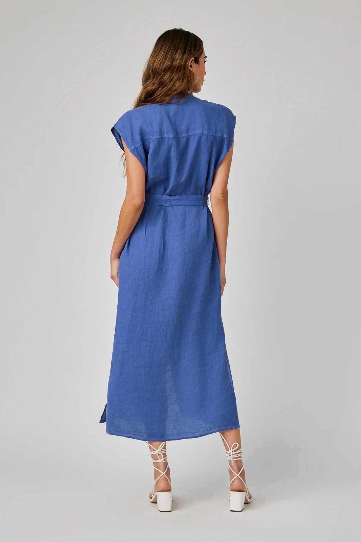Linen Cap Sleeve Button Front Midi Dress Dresses Bella Dahl