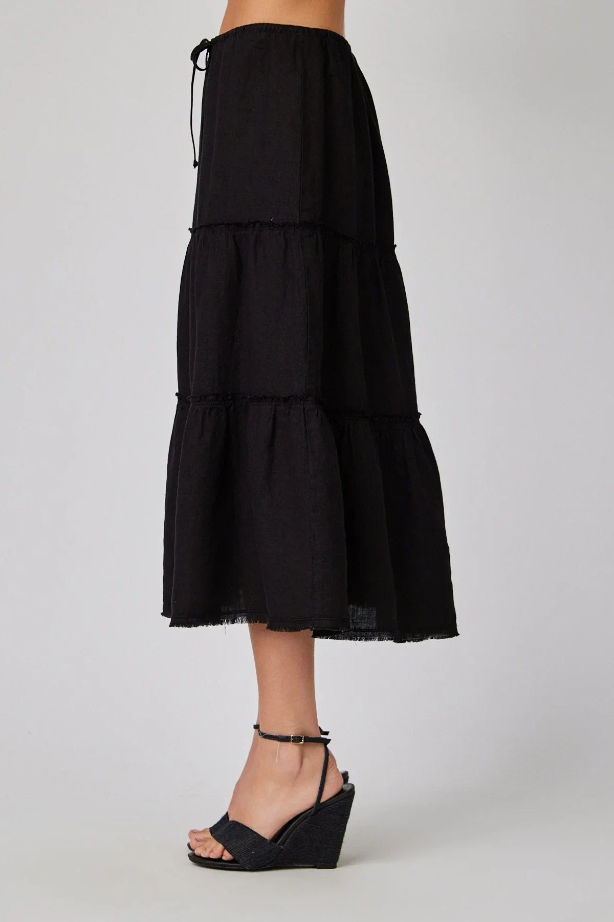 Linen Frayed Tiered Skirt Skirts Bella Dahl