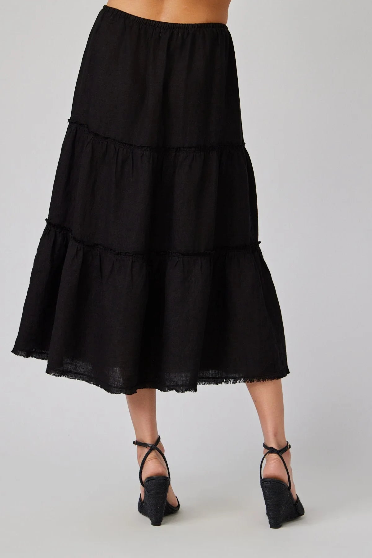Linen Frayed Tiered Skirt Skirts Bella Dahl