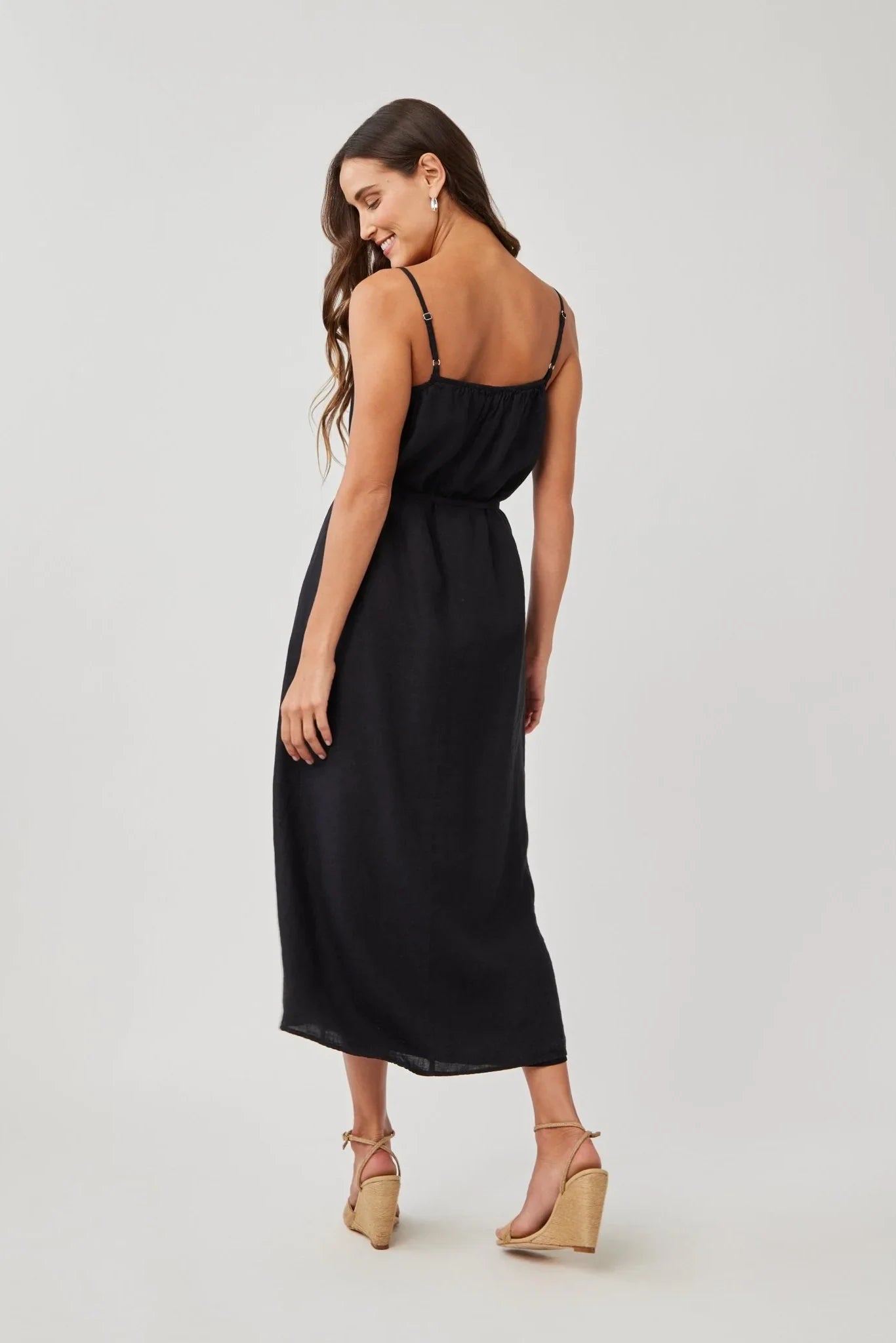 Linen Shirred Maxi Dress Dresses Bella Dahl