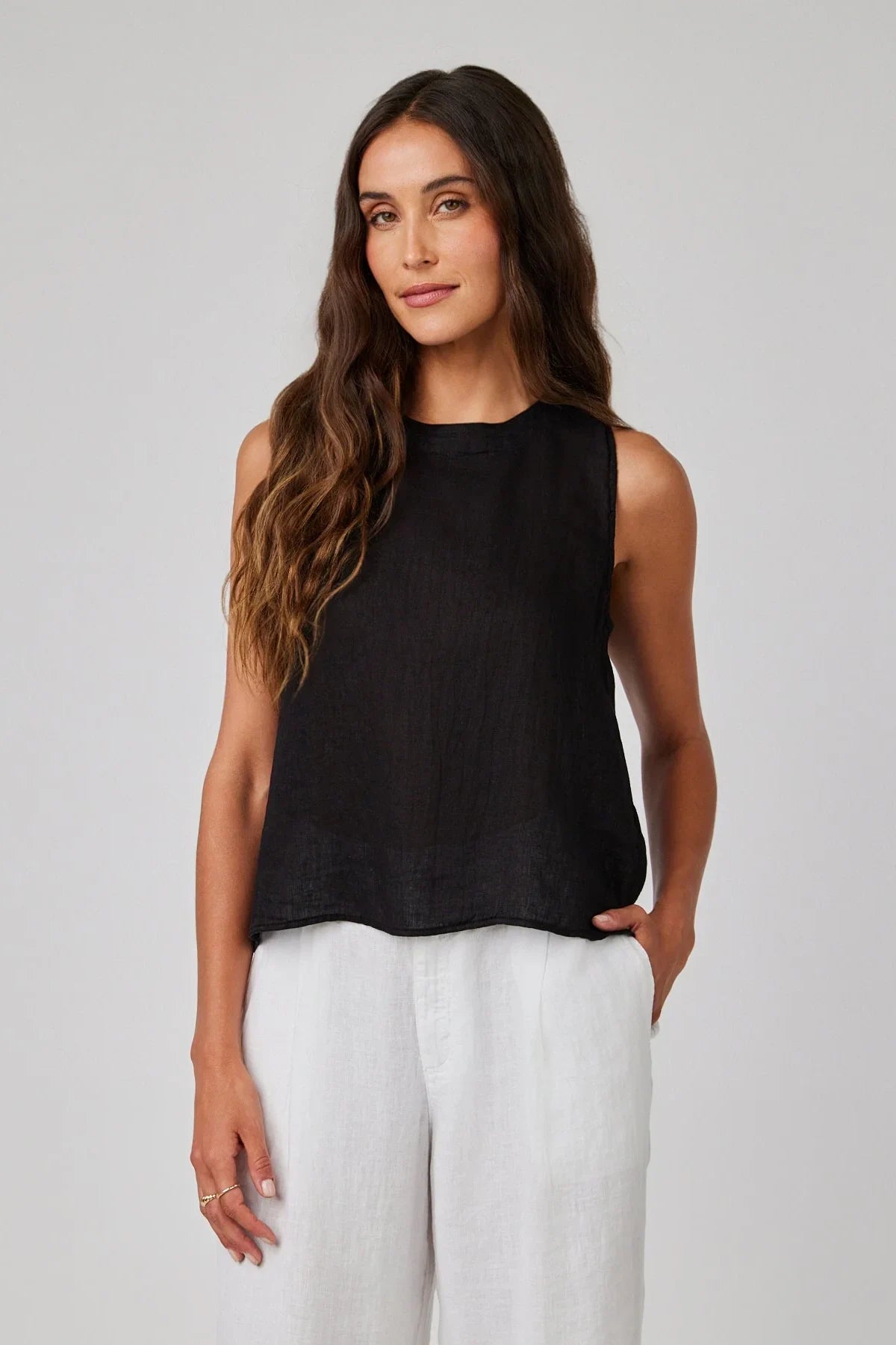 Linen Sleeveless Button Back Top Tops Bella Dahl