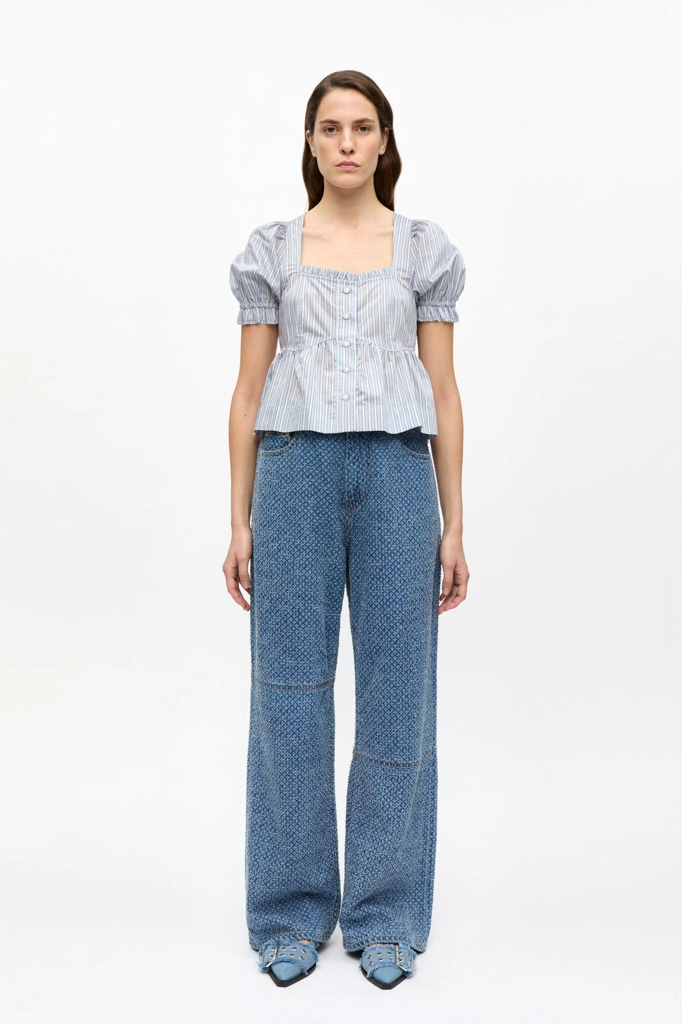 Striped Yarn Dyed Blouse Tops Ganni