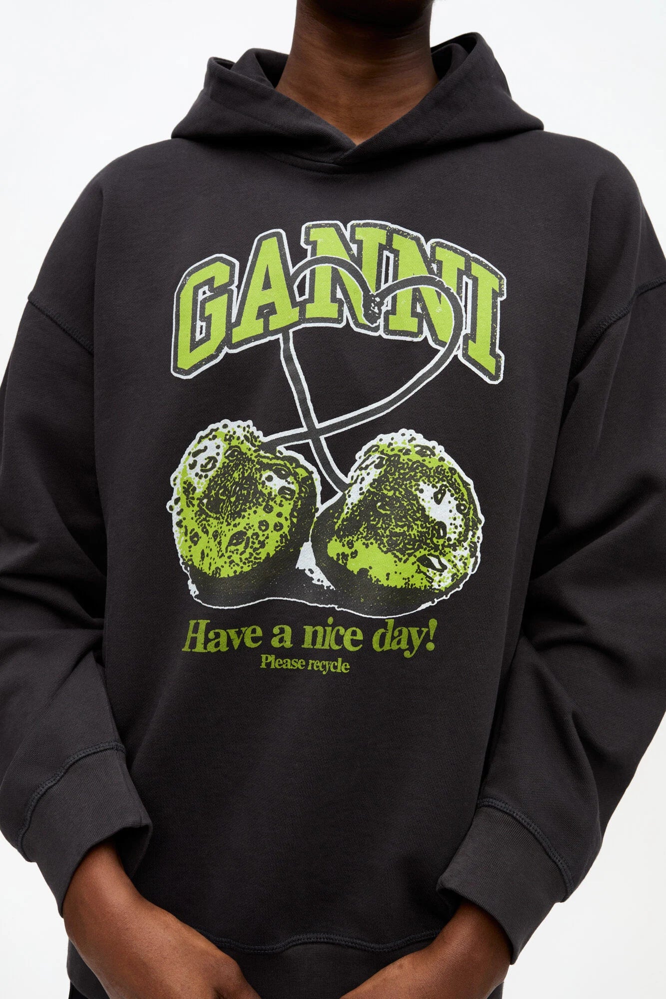 Black Isoli Cherries Oversized Hoodie Sweaters & Knits Ganni