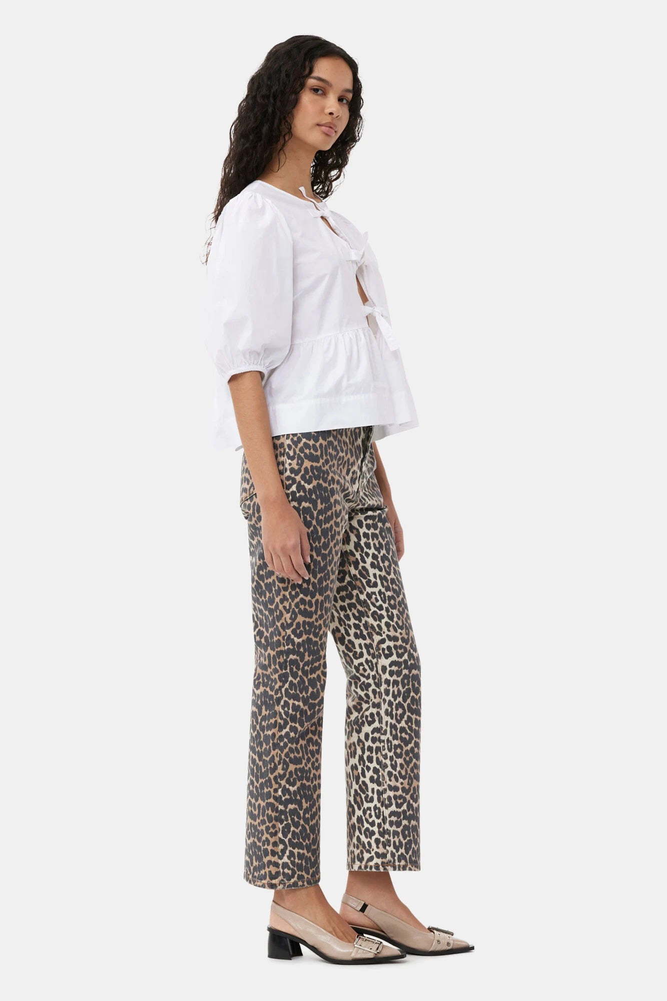 Cotton Poplin Peplum Tie Blouse Tops Ganni
