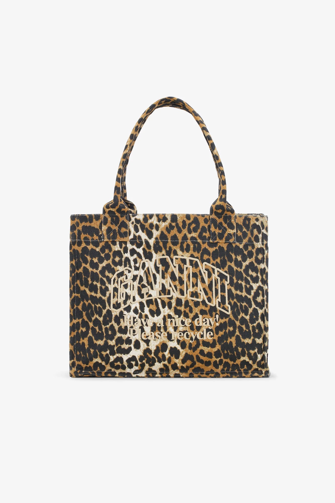 Leopard-Print Canvas Tote Bag Accessories Ganni