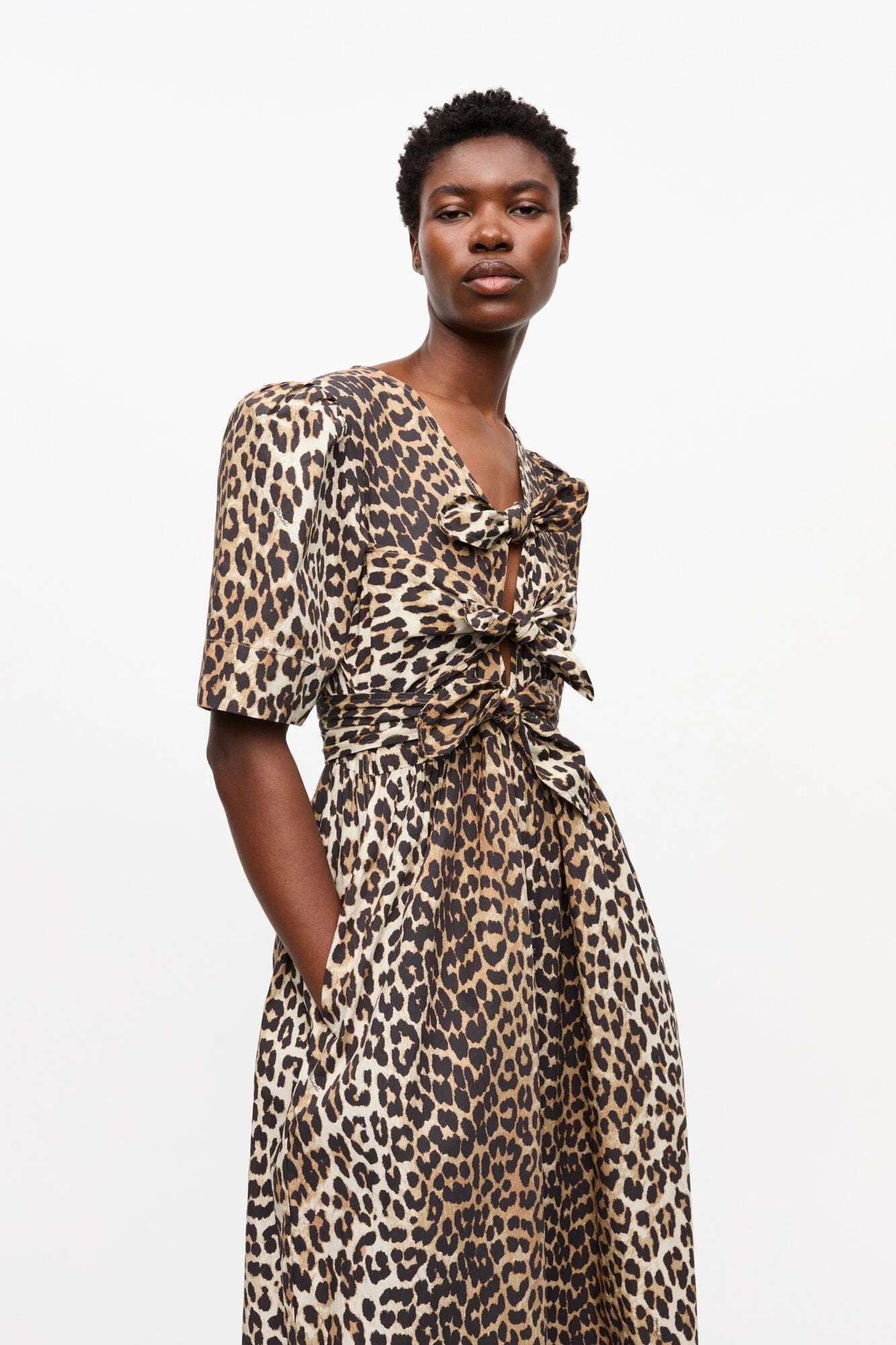 ganni leopard print silk dress Ganni Leopard Printed Mini Dress In Brown - 40% Off