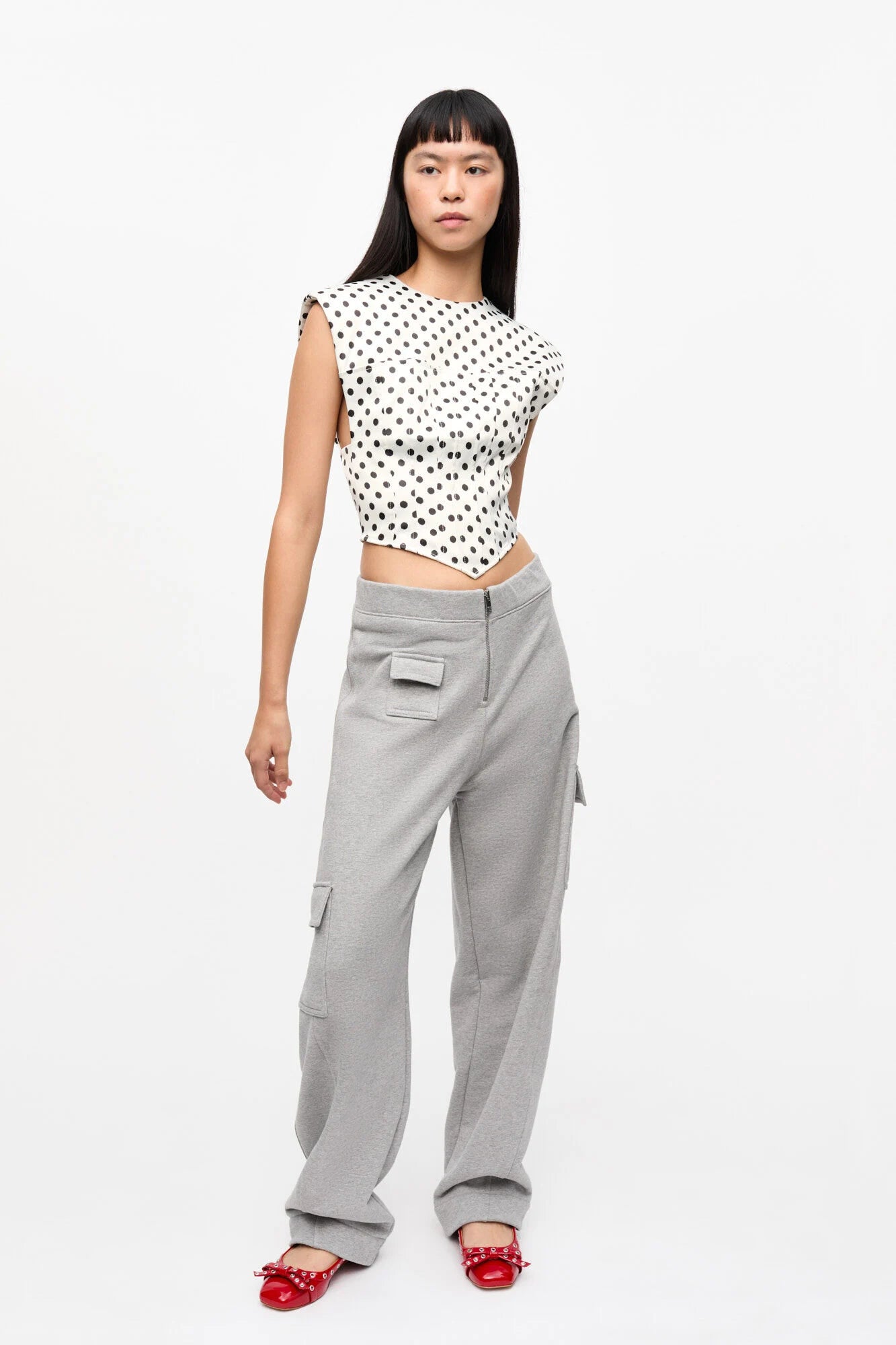 Polka-Dot Satin Corset Blouse Tops Ganni