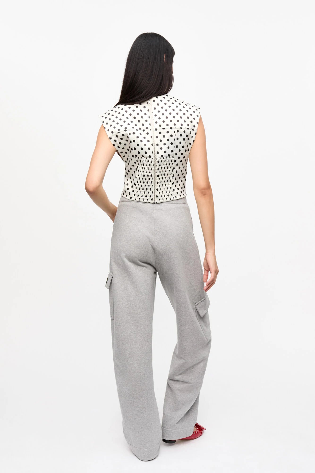 Polka-Dot Satin Corset Blouse Tops Ganni