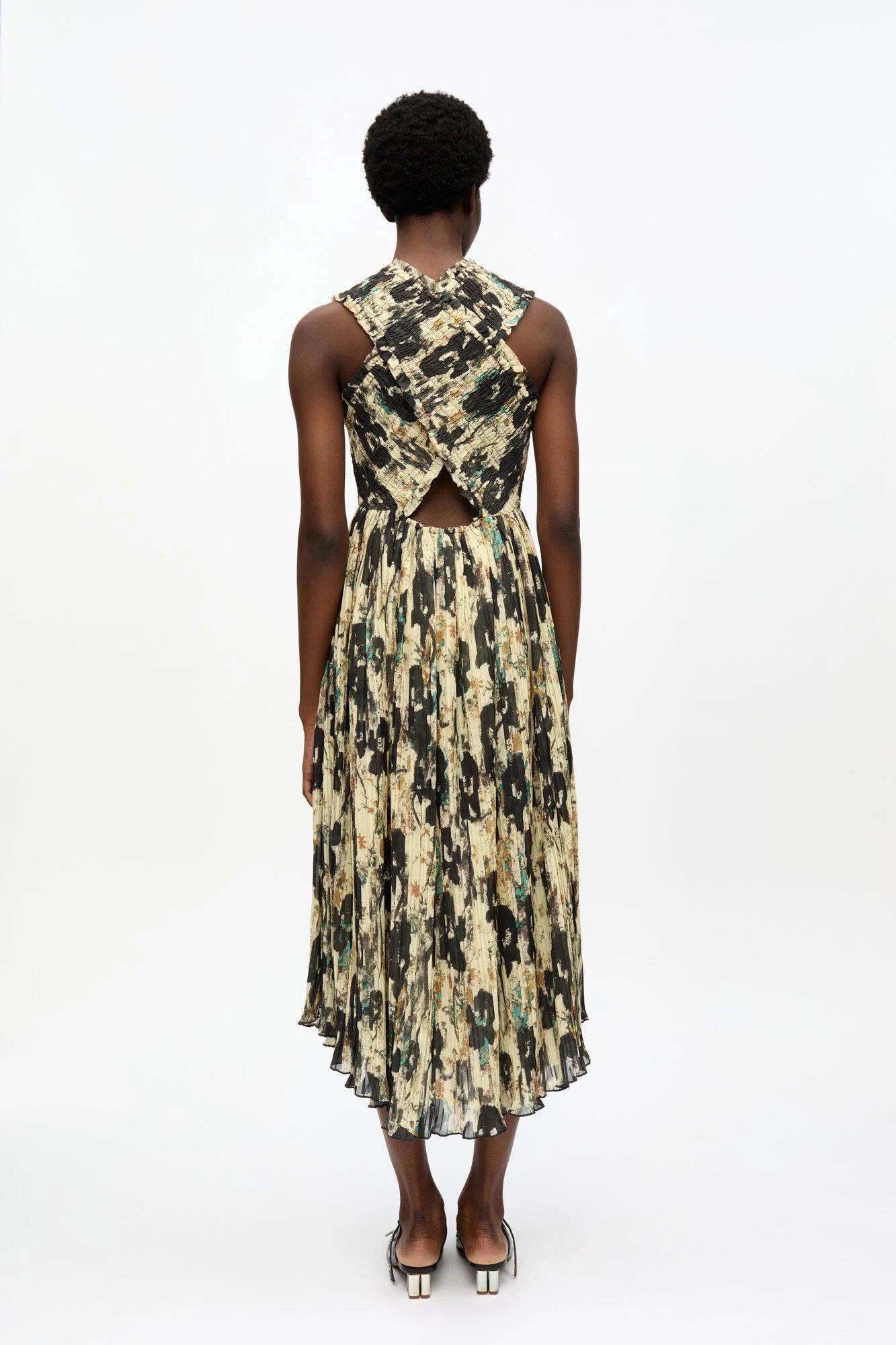 Printed Pleats Smock Midi Straps Dress Dresses Ganni