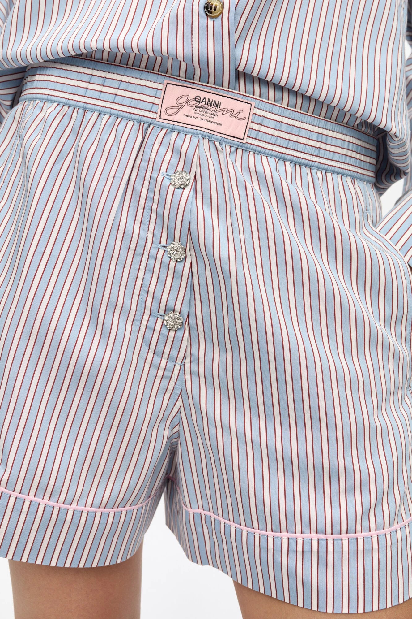 Striped Yarn Dyed Elasticated Shorts Shorts Ganni