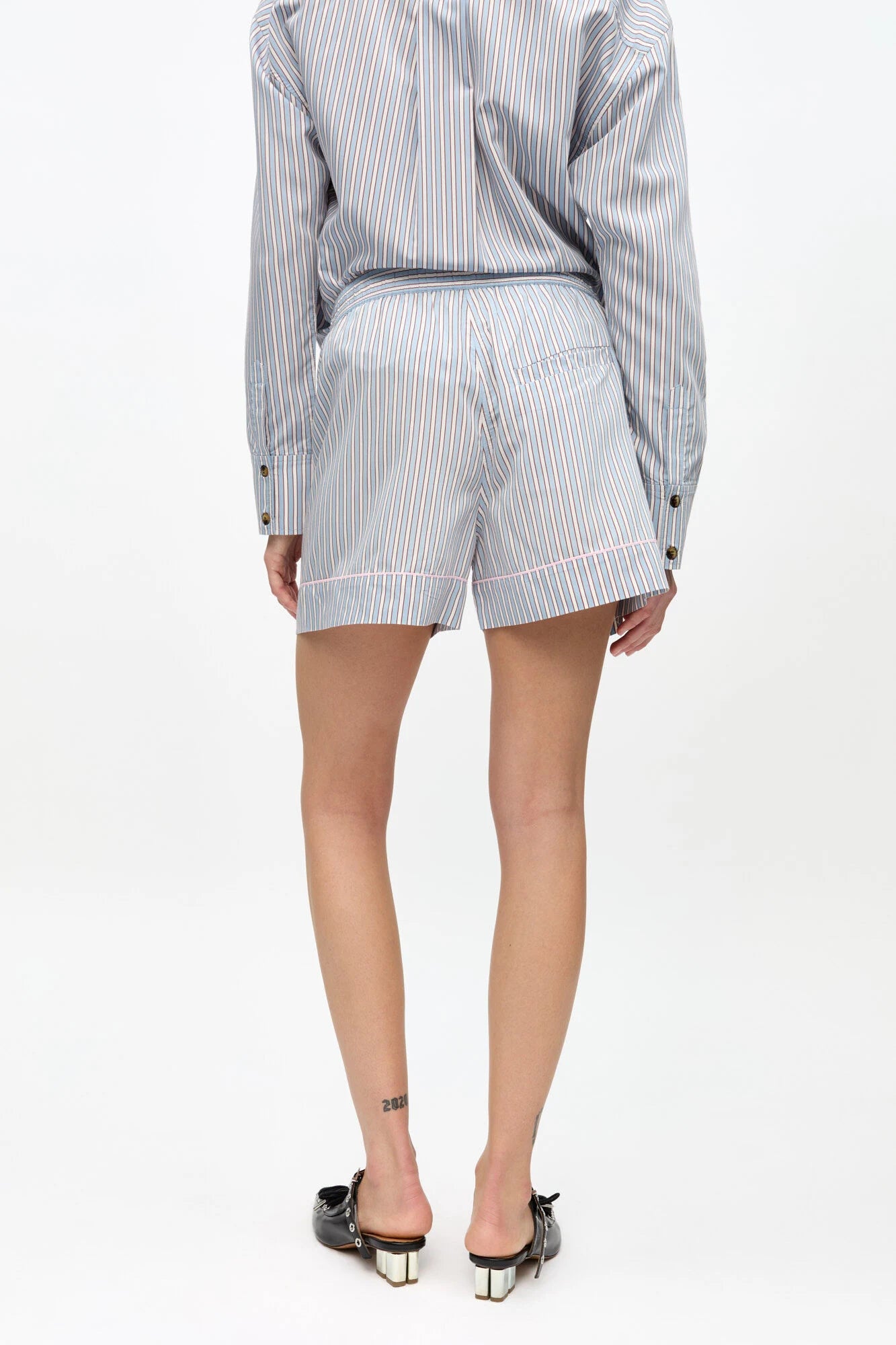 Striped Yarn Dyed Elasticated Shorts Shorts Ganni