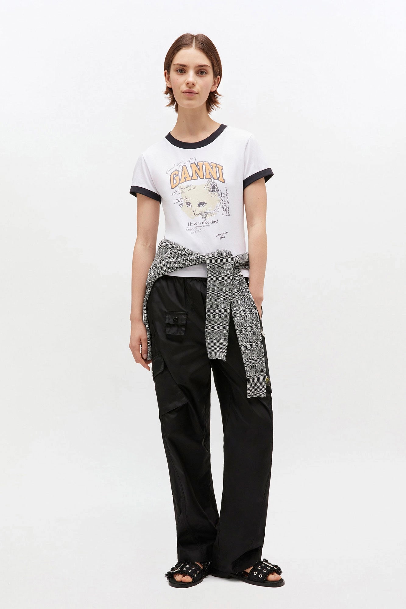 White Cropped Kitty Baby T-shirt Tops Ganni