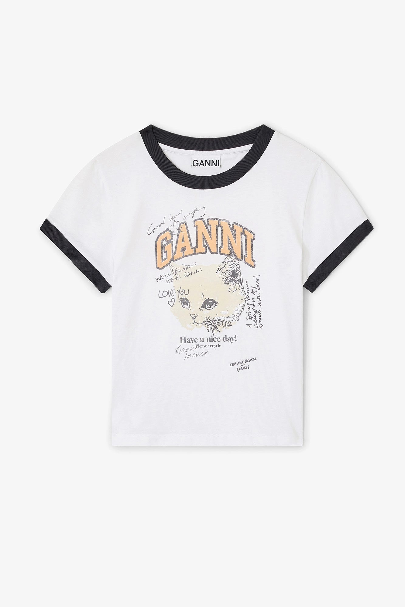 White Cropped Kitty Baby T-shirt Tops Ganni