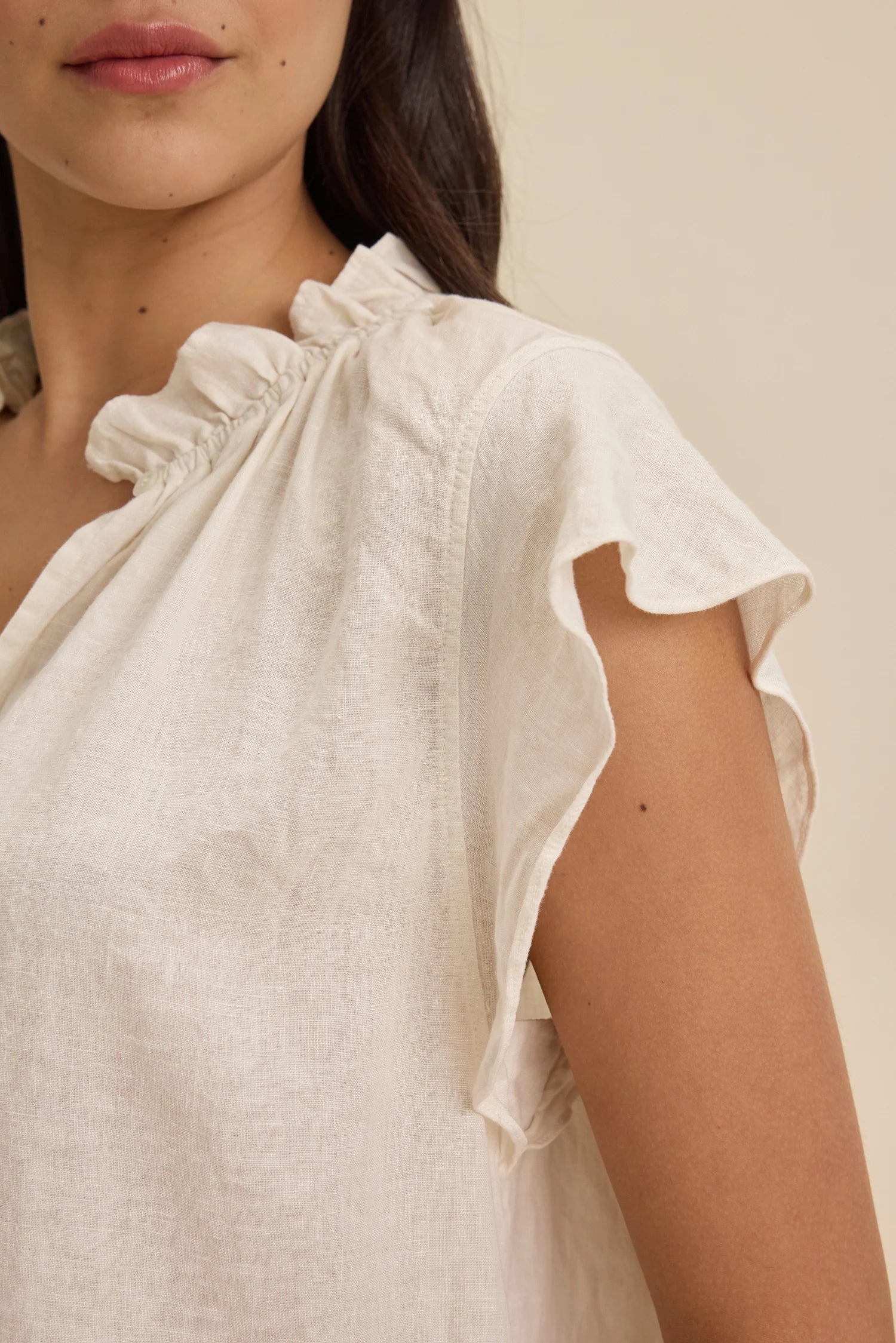 Semira Woven Linen Top Tops Velvet by Graham & Spencer