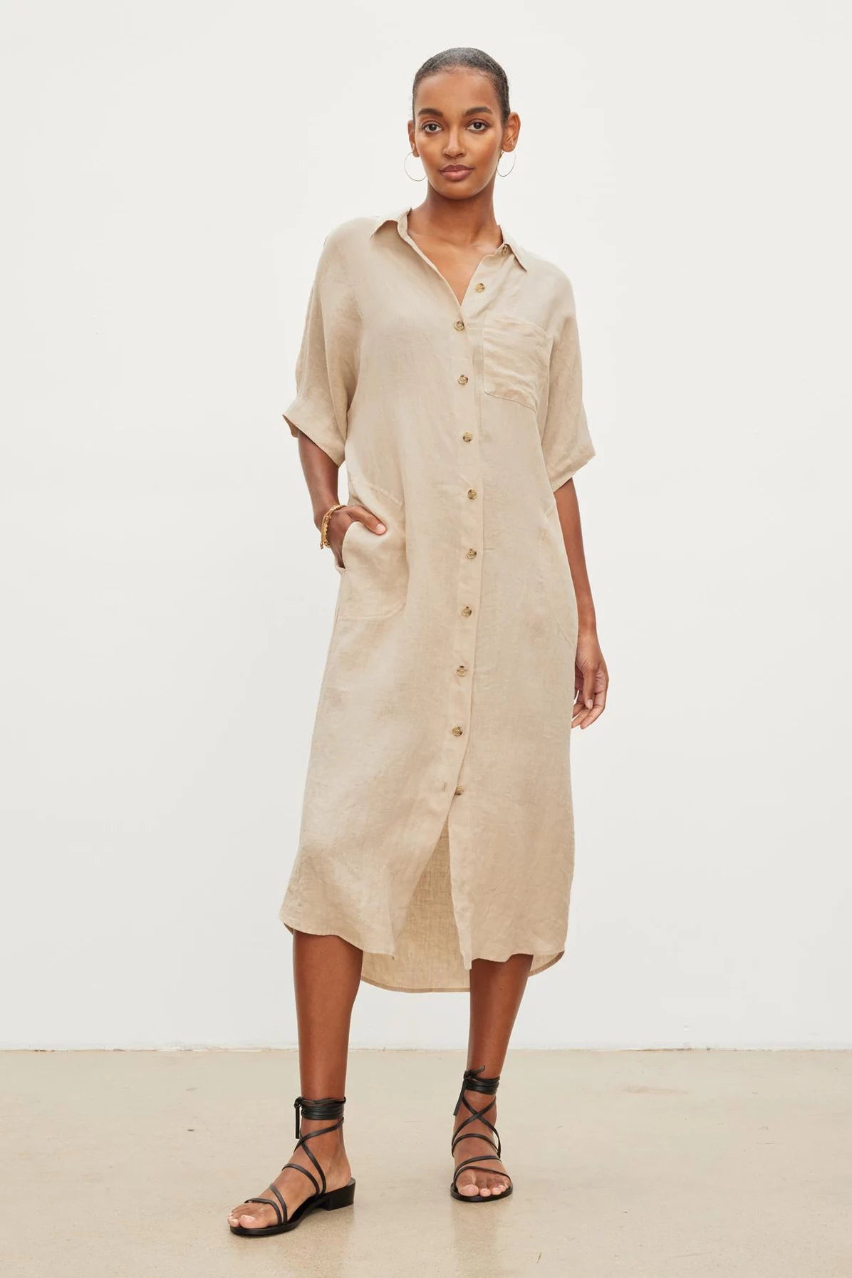 Sandra Linen Button-Up Dress Skirts & Dresses Velvet   
