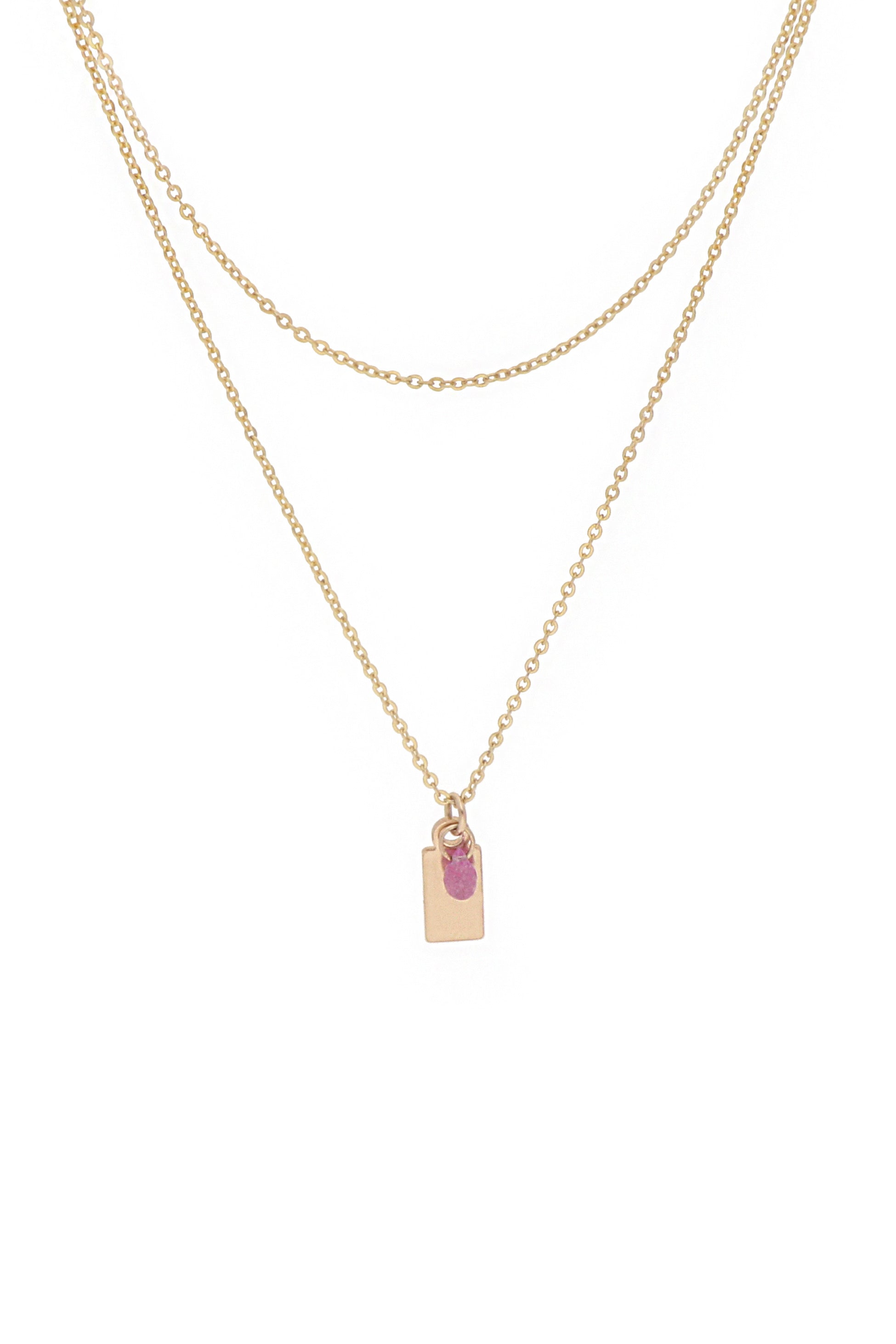 Pink ruby stone necklace deals