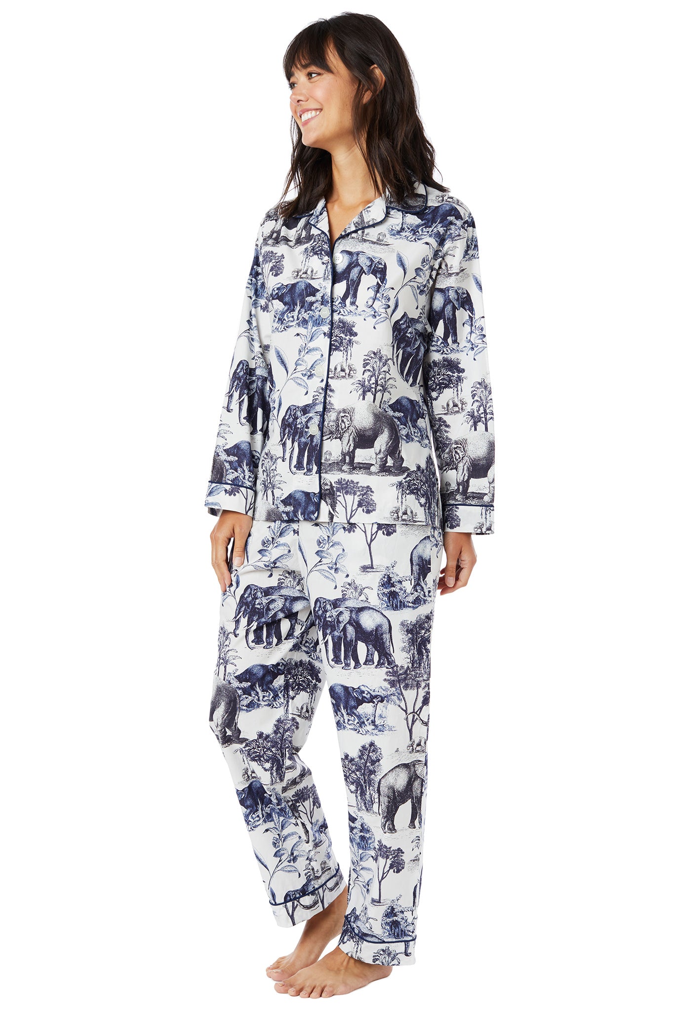 Safari Toile Luxe Pima Cotton Pajama Set Sleepwear The Cat's Pajamas   