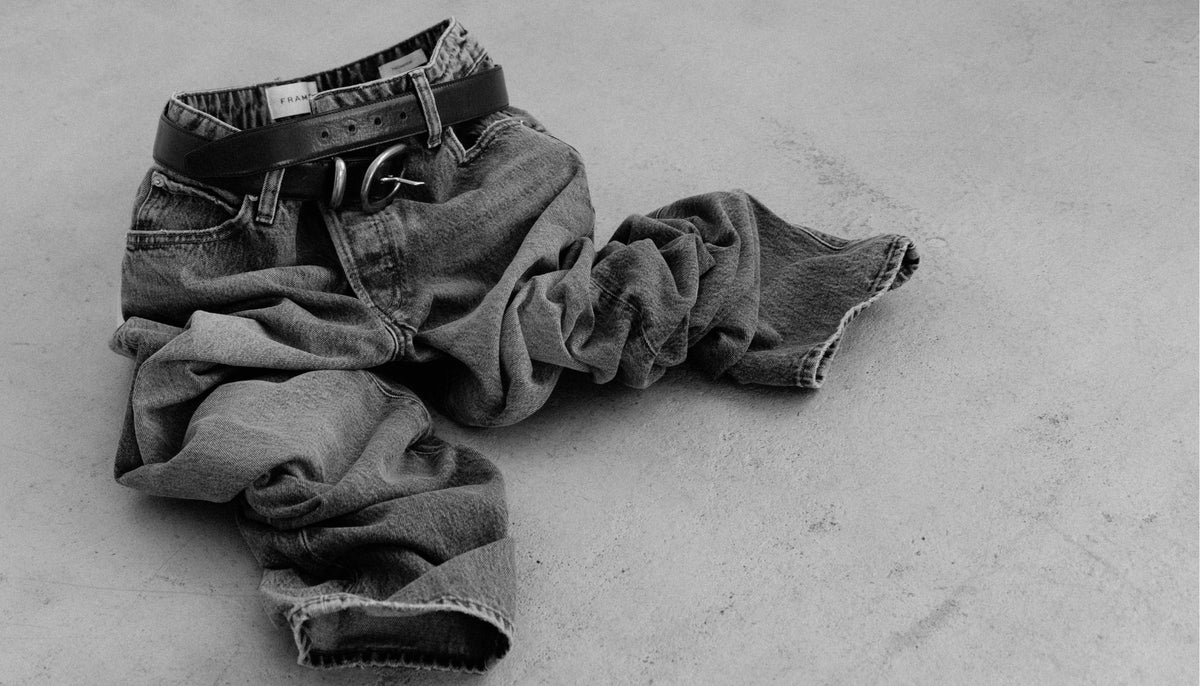 A woman  in a pair of denim from Hill's Dry Goods