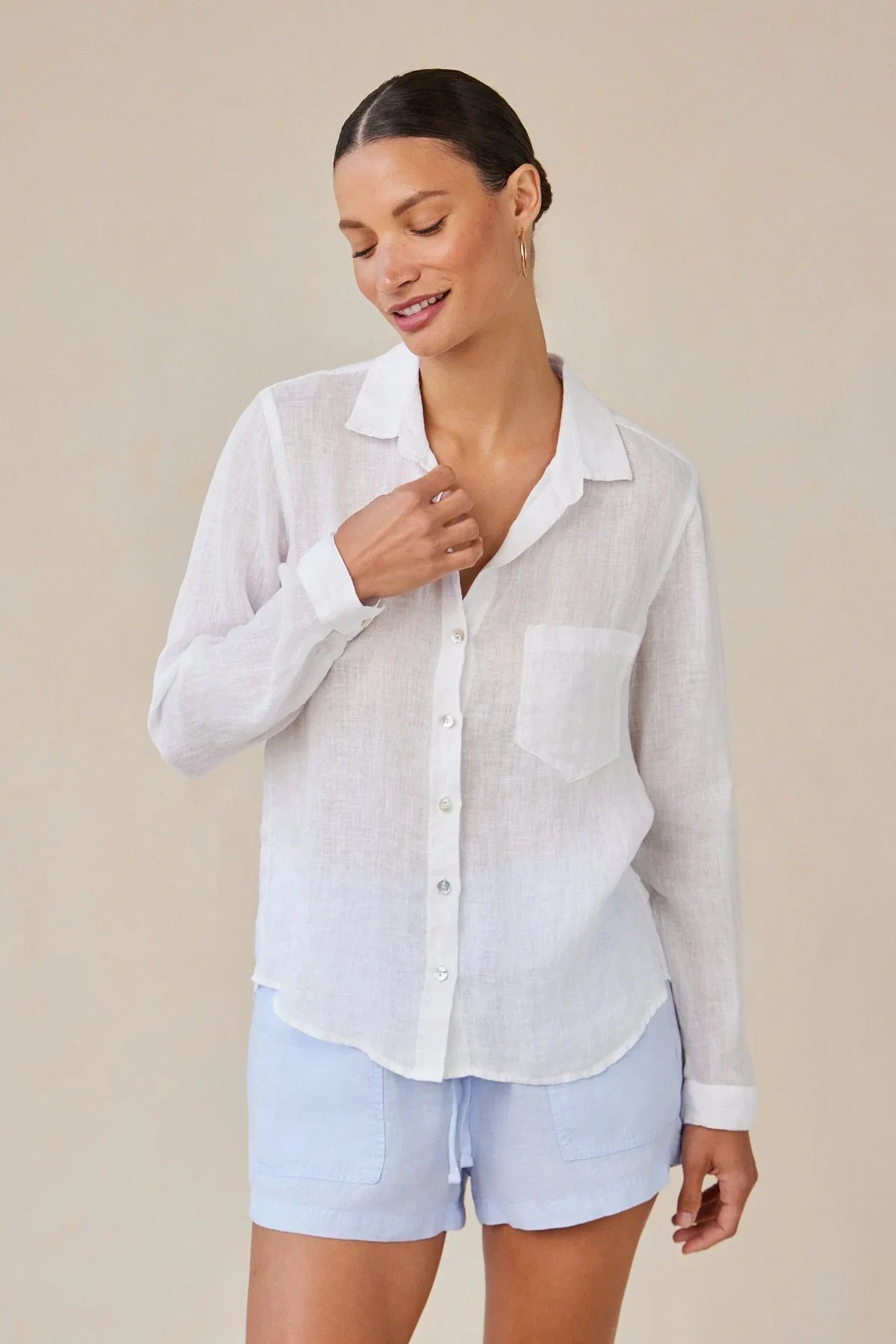 Linen Pocket Button Down Tops Bella Dahl