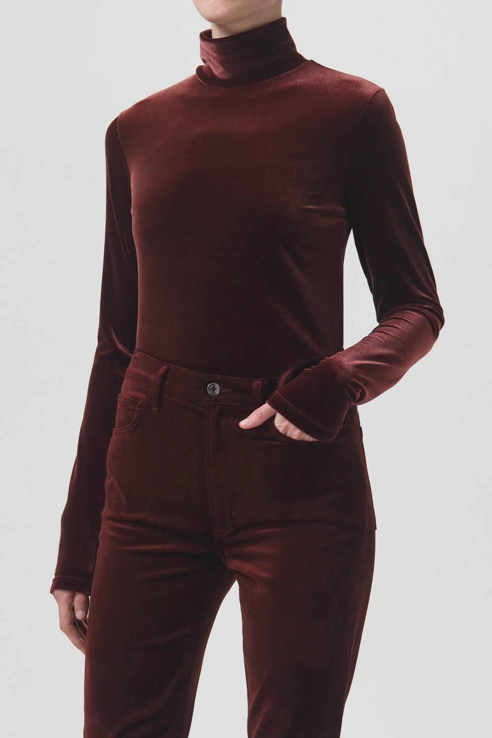 Pascale Velvet Turtleneck Tops Agolde   