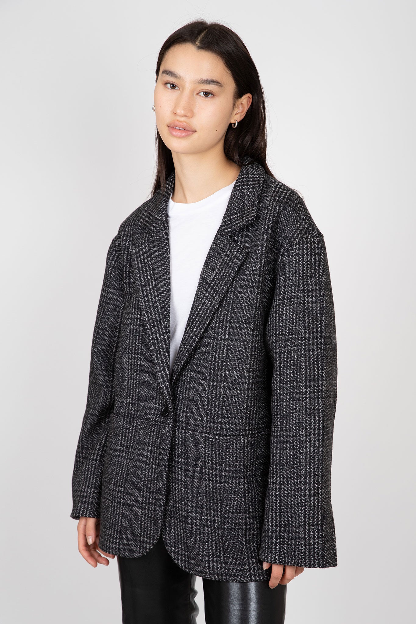    Apiece-Apart-Oversized-Blazer-Plaid-Black