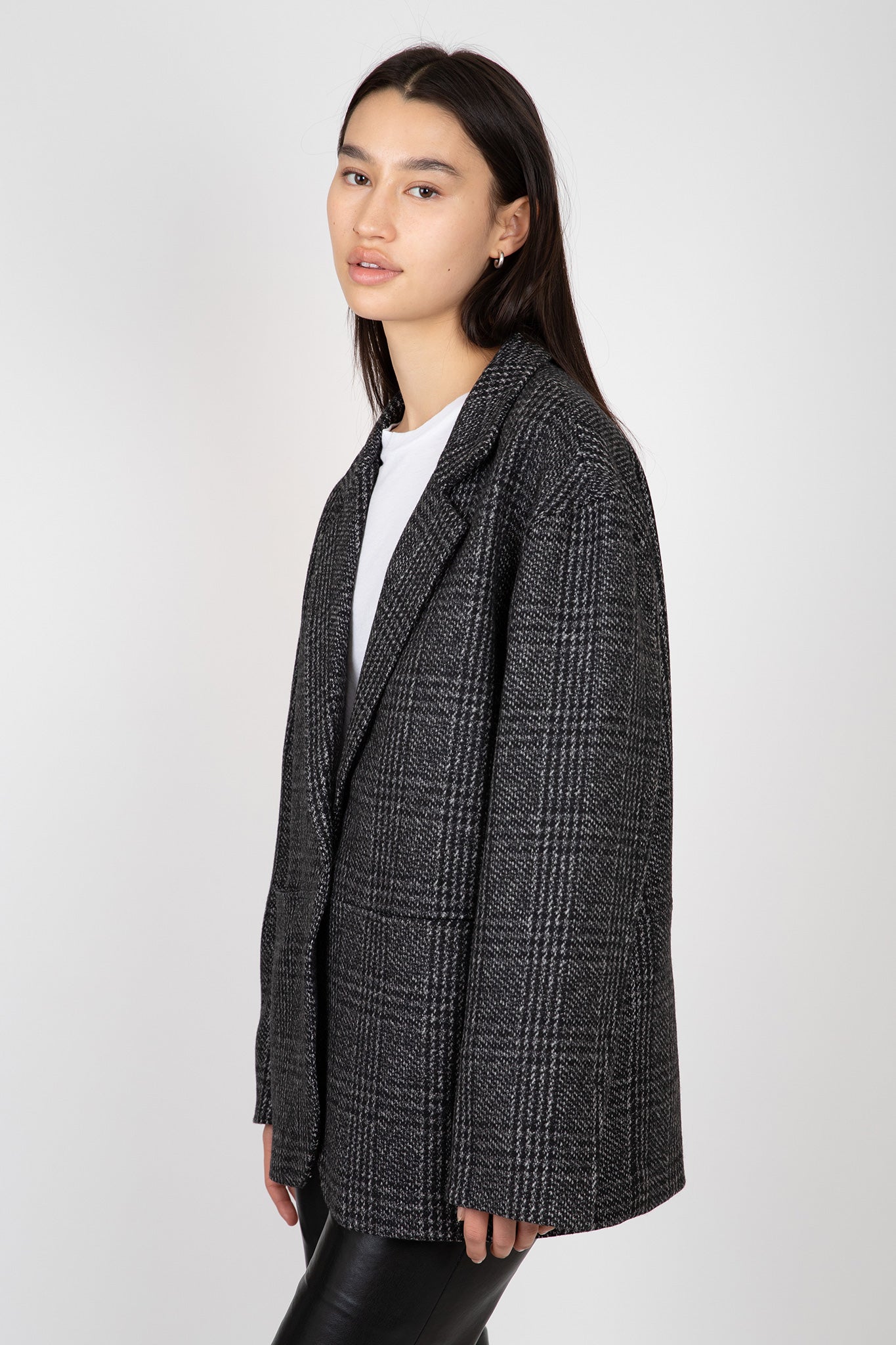    Apiece-Apart-Oversized-Blazer-Plaid-Black
